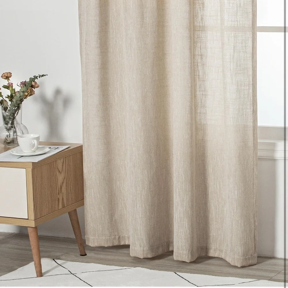 Cotton Curtains for Living Room Farmhouse Semi Sheer Light Filtering 50x84 x2